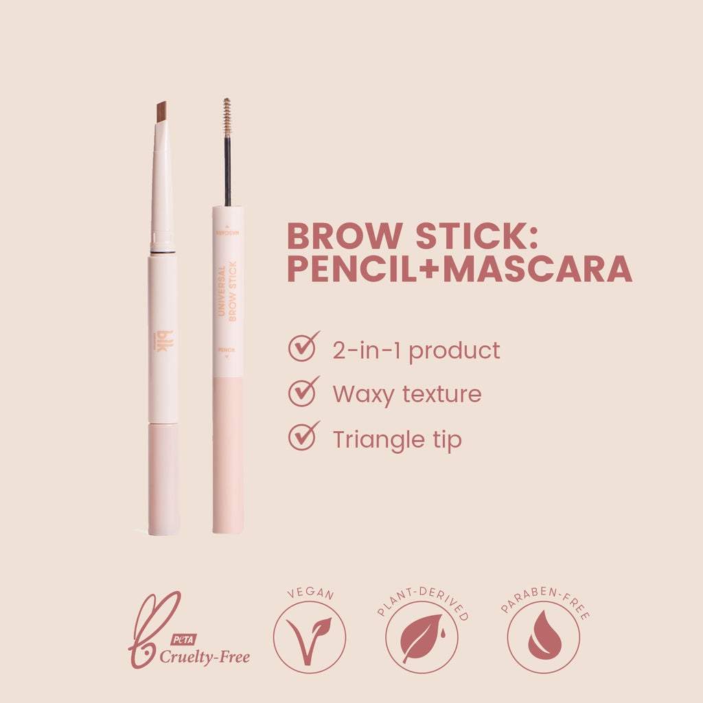 blk cosmetics brow stick: pencil + mascara - Natural Brown