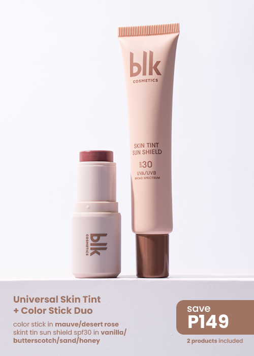 blk cosmetics universal skin tint + color stick duo