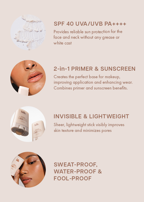 blk cosmetics universal fresh set (sunscreen stick + mauve color stick + brow wax)