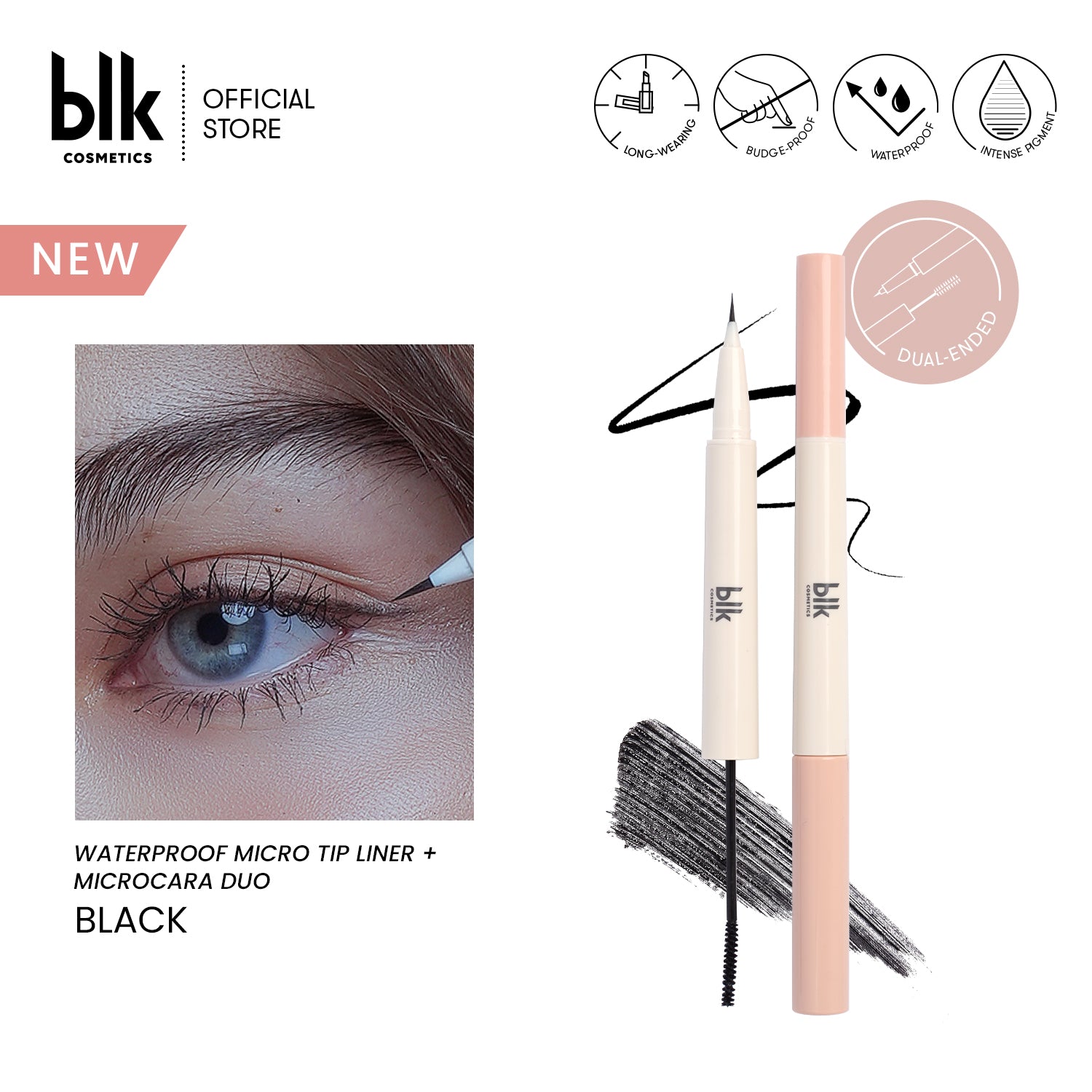 blk cosmetics daydream waterproof micro tip liner + microcara duo