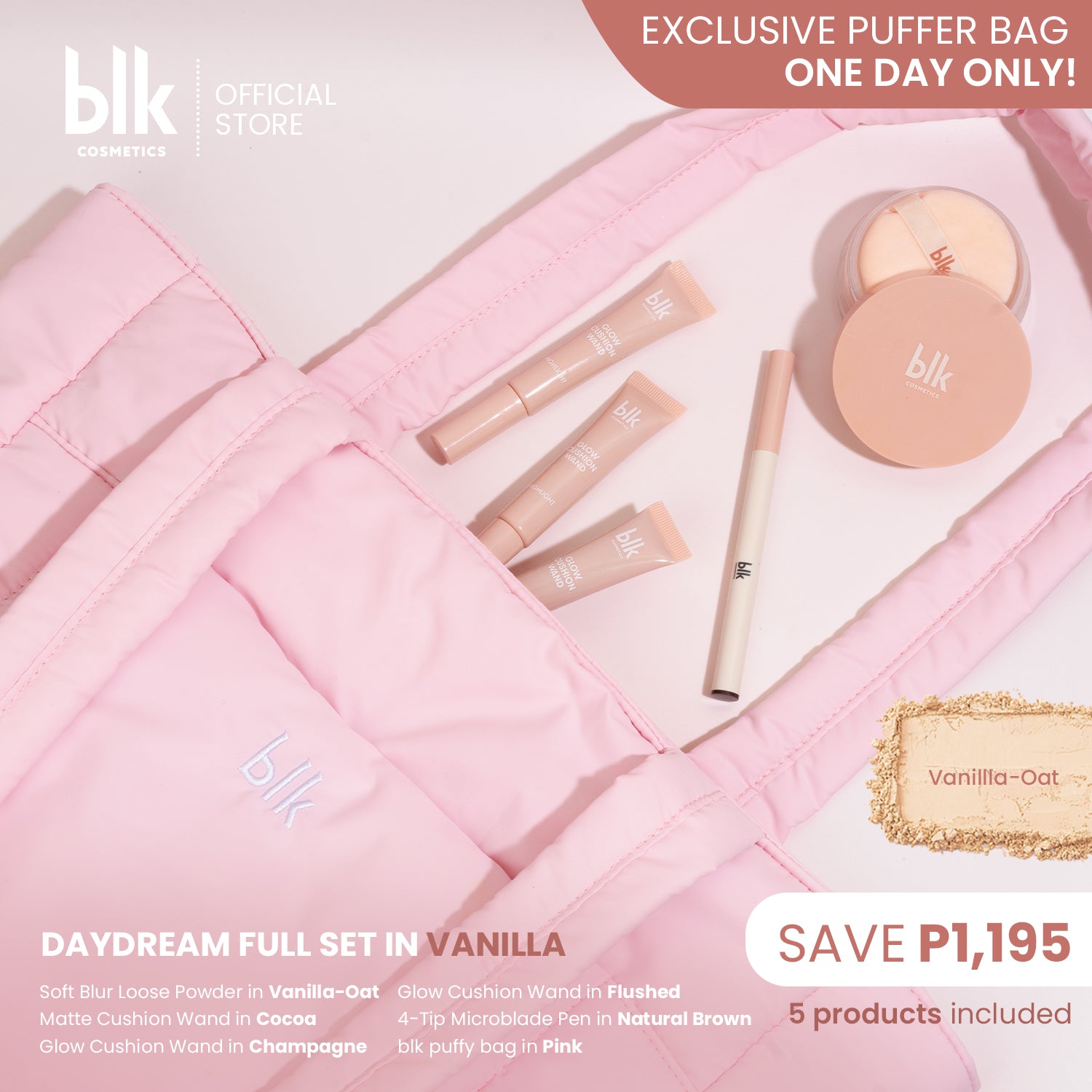 blk cosmetics daydream full set (puffer bag)