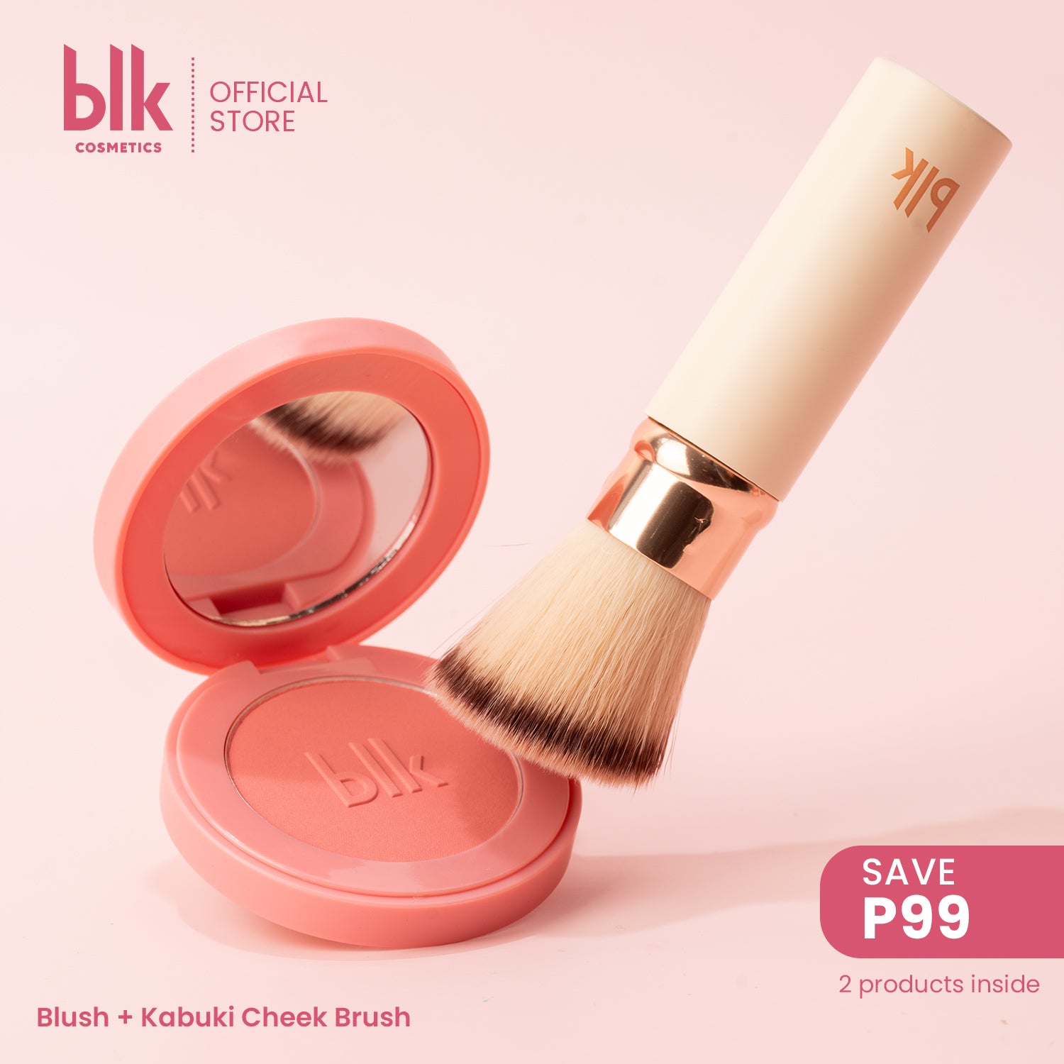 blk cosmetics soft blur powder blush + kabuki cheek brush