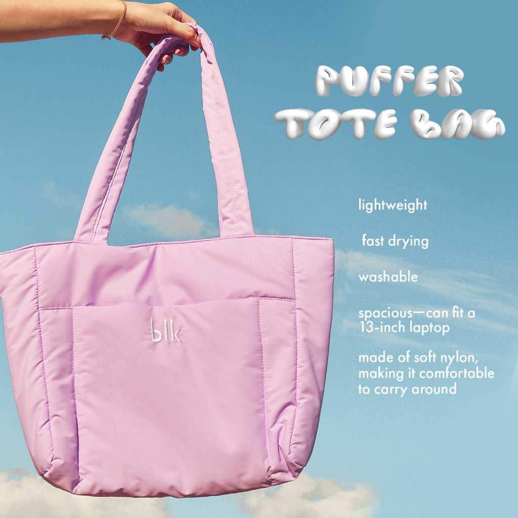 blk cosmetics fresh puffer bag - purple