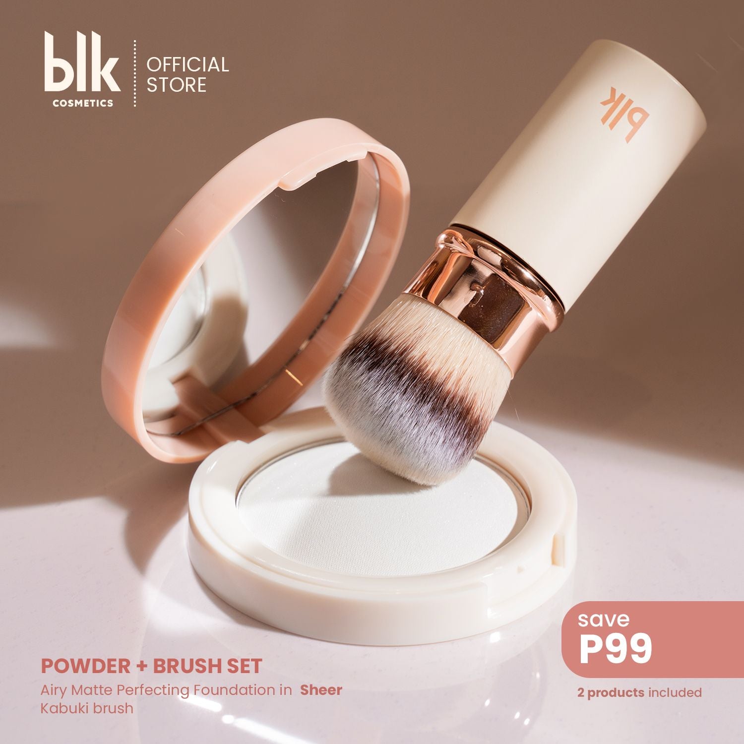 blk cosmetics daydream airy matte perfecting powder foundation SPF 20 + brush
